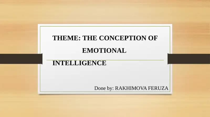 THE CONCEPTION OF EMOTIONAL INTELLIGENCE