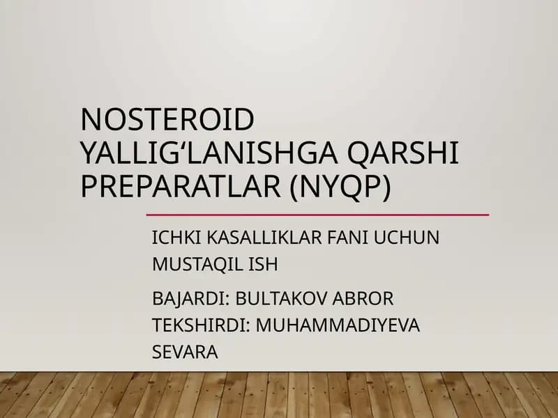 Nosteroid yallig‘lanishga qarshi preparatlar (NYQP)