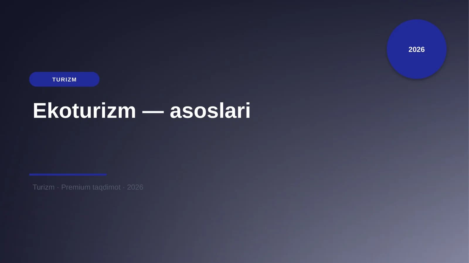 Ekoturizm — asoslari