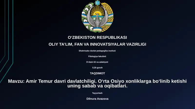 Amir Temur davri davlatchiligi