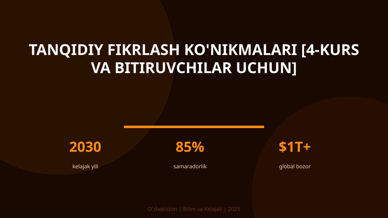 Tanqidiy fikrlash ko'nikmalari [4-kurs va bitiruvchilar uchun]