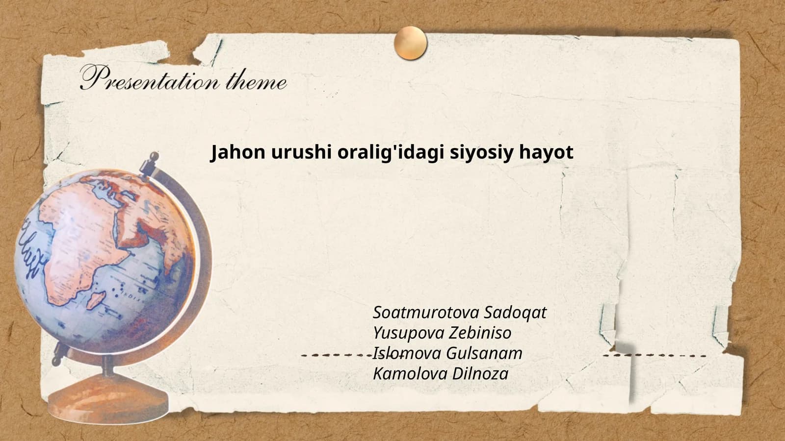 Jahon urushi oralig'idagi siyosiy hayot