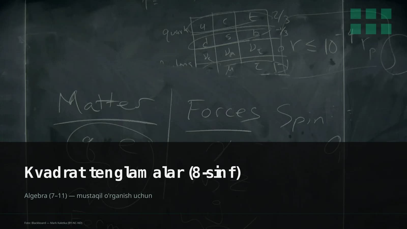 Kvadrat tenglamalar (8-sinf)