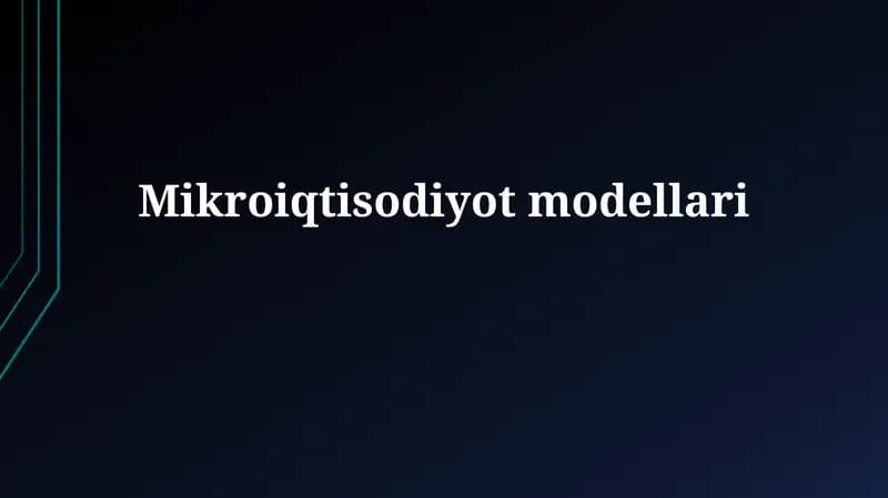 Mikroiqtisodiyotmodellari