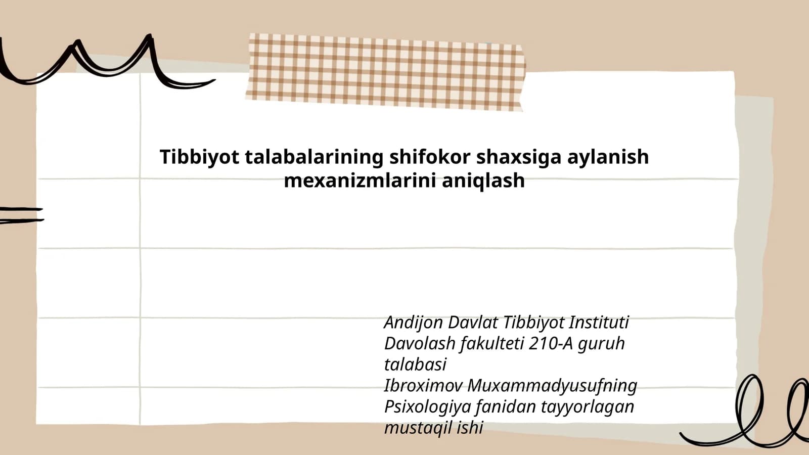 Tibbiyot talabalarining shifokor shaxsiga aylanish mexanizmlarini aniqlash