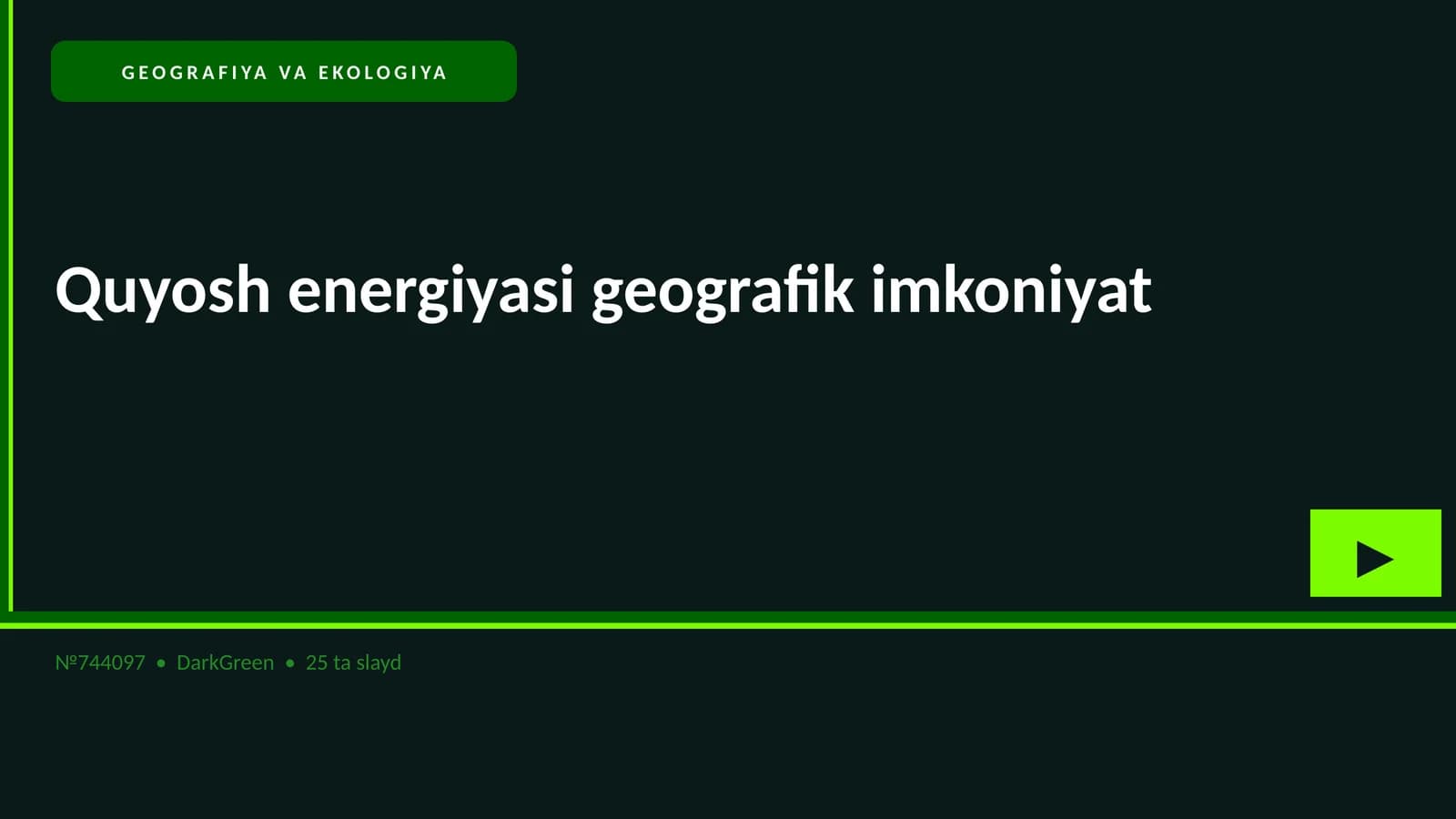 Quyosh energiyasi geografik imkoniyat
