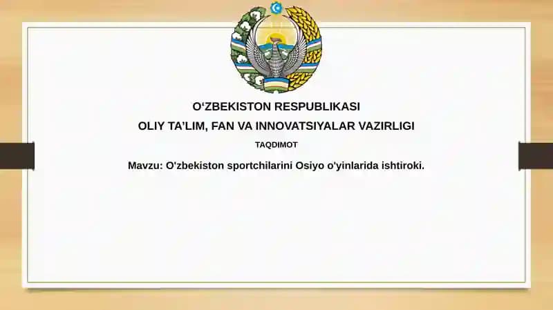 O'zbekistonsportchilariniOsiyoo'yinlaridaishtiroki