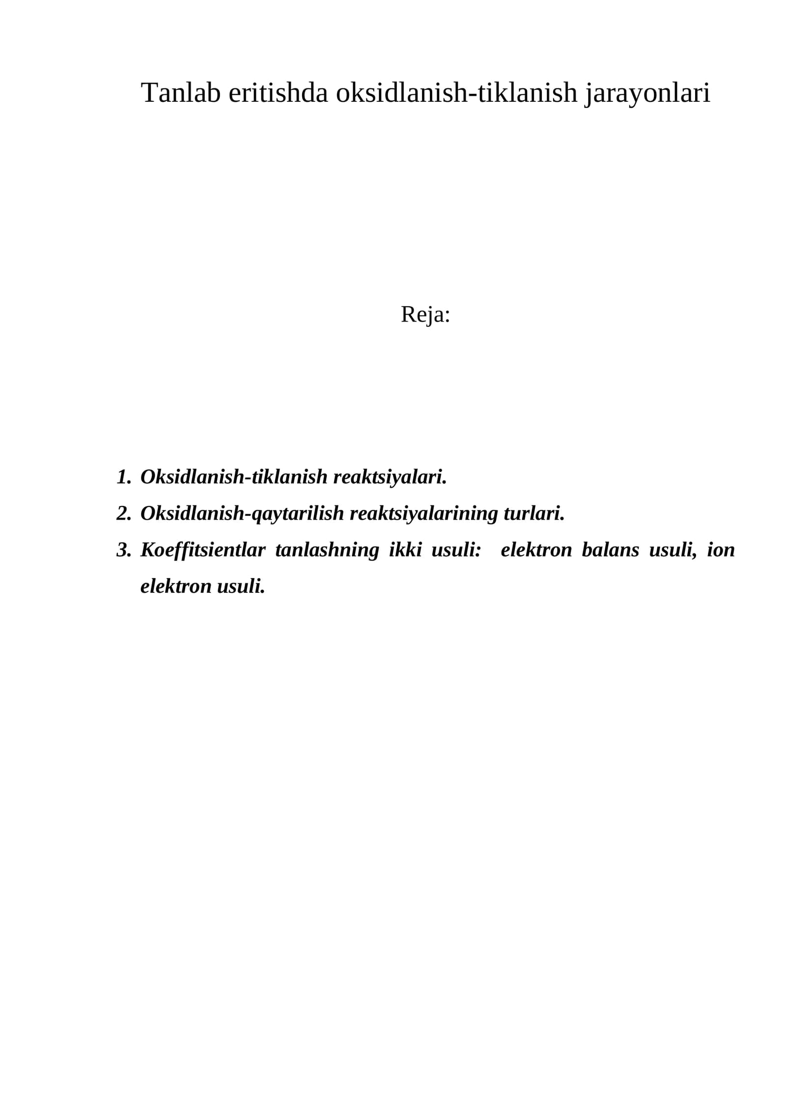 Oksidlanish-tiklanish jarayonlari