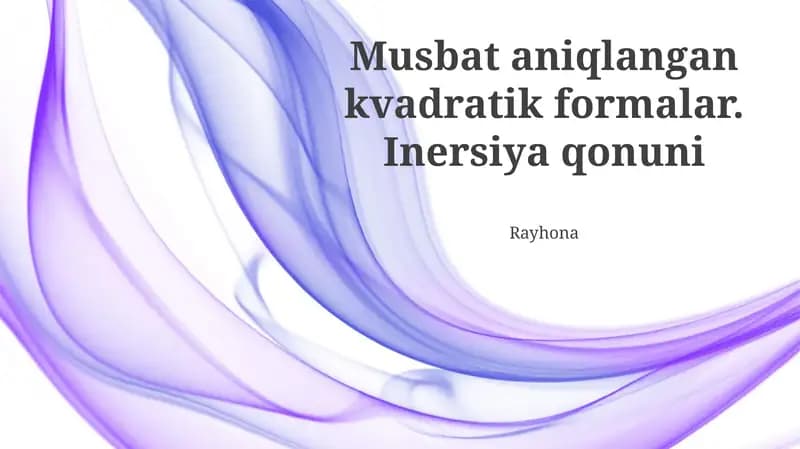 Musbat aniqlangan kvadratik formalar