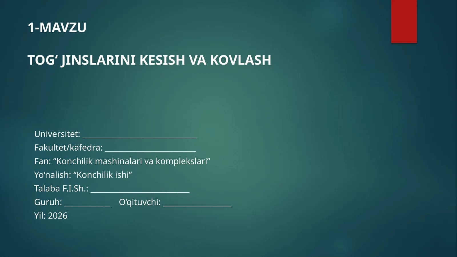TOG‘ JINSLARINI KESISH VA KOVLASH