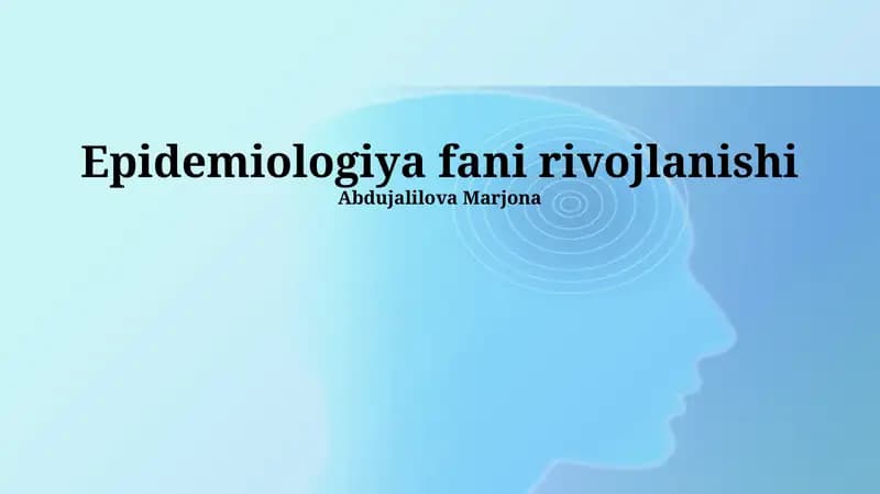 Yuqumli Kasalliklarning Epidemiologiyasi