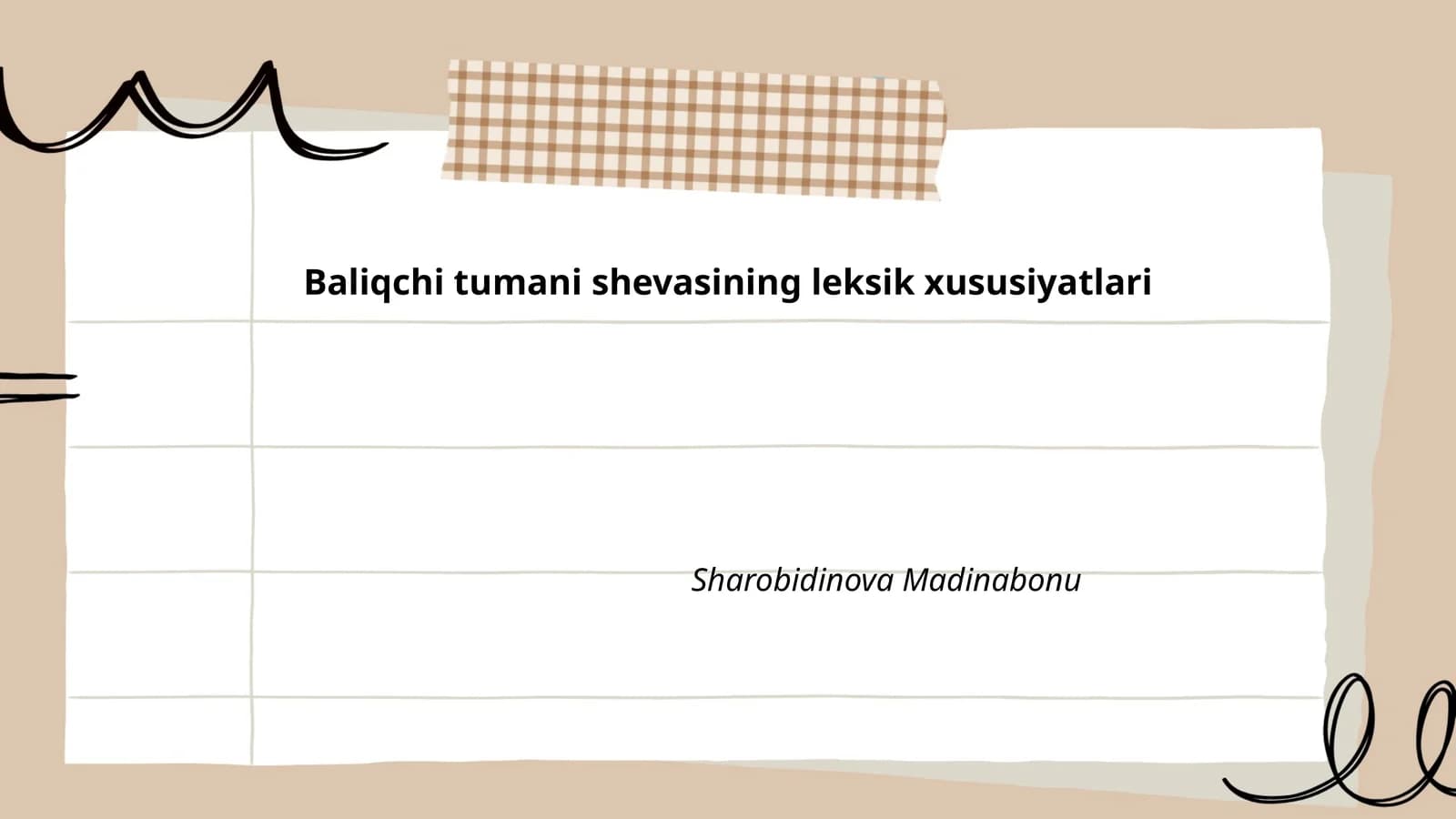 Baliqchi tumani shevasining leksik xususiyatlari