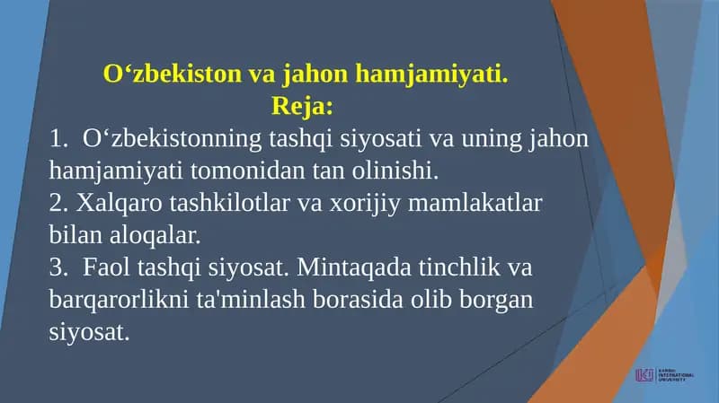 O‘zbekiston va jahon hamjamiyati