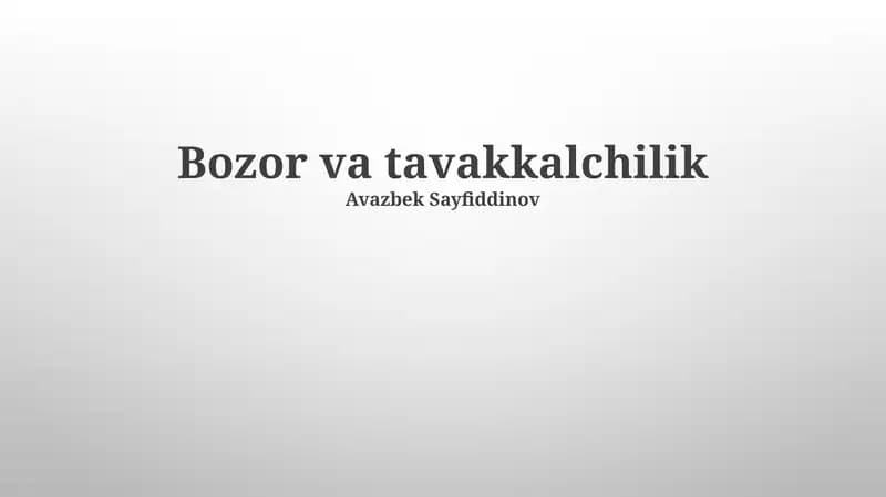 Bozor va tavakkalchilik