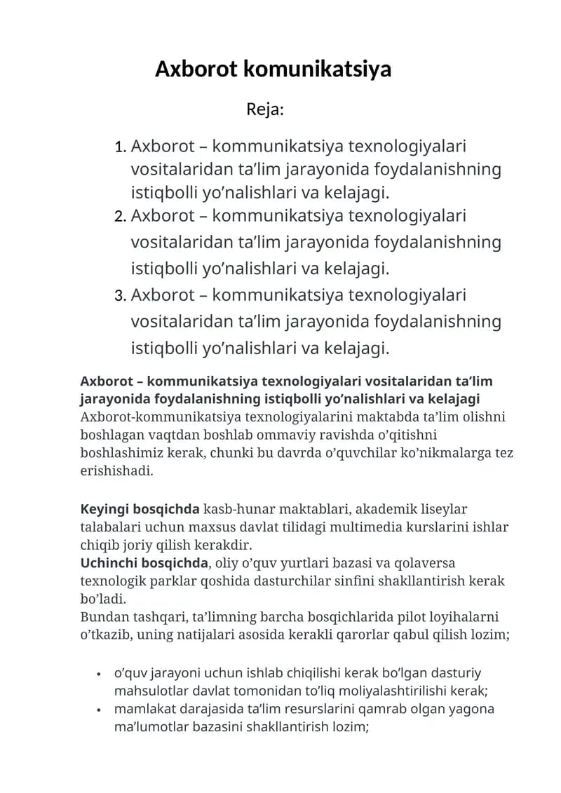 Axborot komunikatsiya texnologiyalari