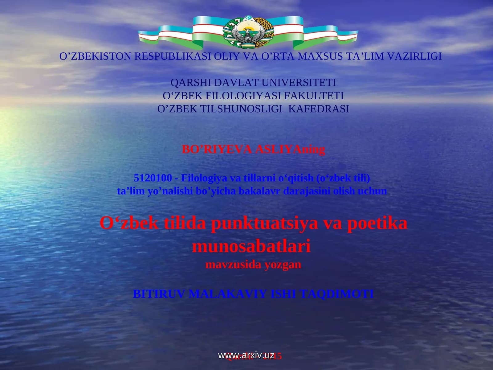 Bitiruv malakaviy ishi taqdimoti