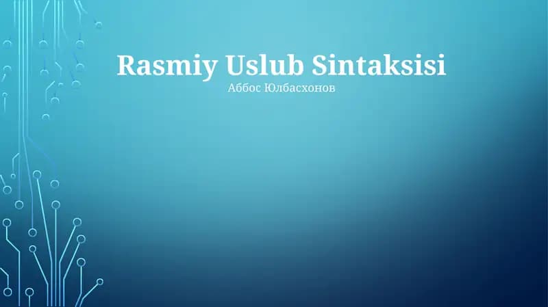 Rasmiy Uslub Sintaksisi