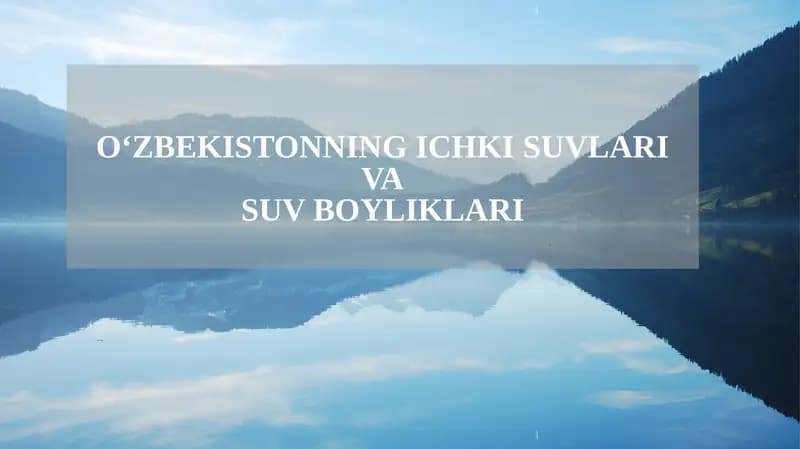 O‘zbekistonning Ichki Suvlari Vasuv Boyliklari