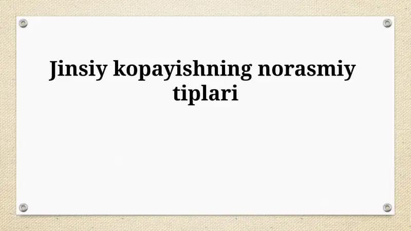 Jinsiy kopayishning norasmiy tiplari