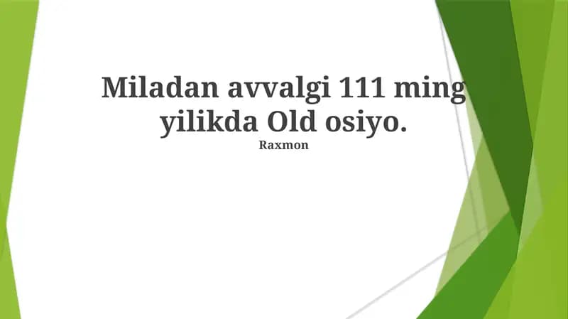 Osiyo Xo'jaligi Tarixi