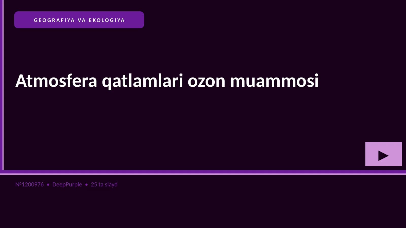 Atmosfera qatlamlari ozon muammosi