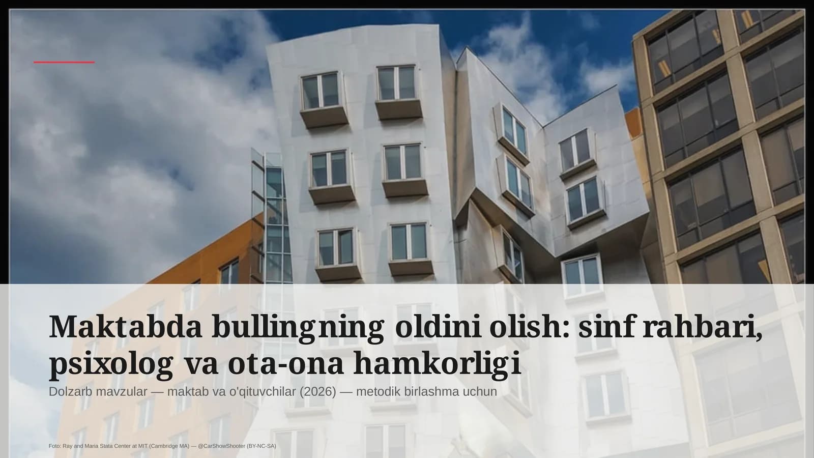 Dolzarb mavzular — maktab va o'qituvchilar (2026) — metodik birlashma uchun