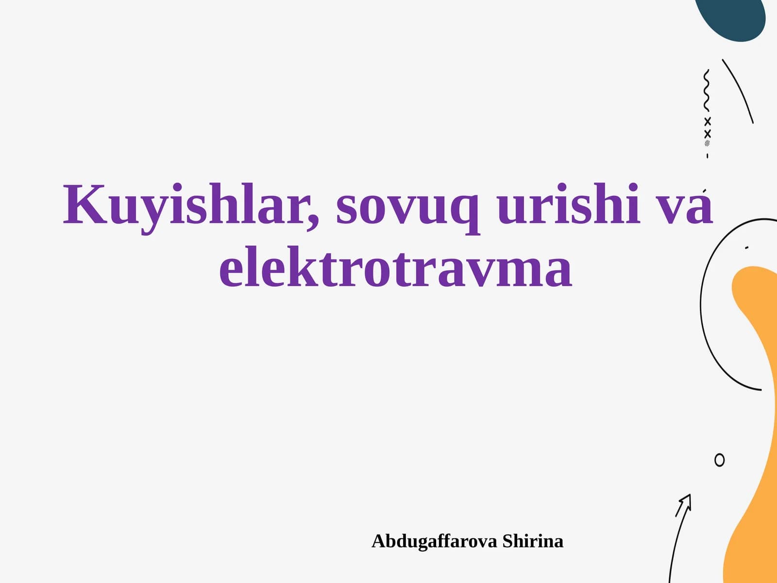 Kuyishlar, sovuqurishi va elektrotravma