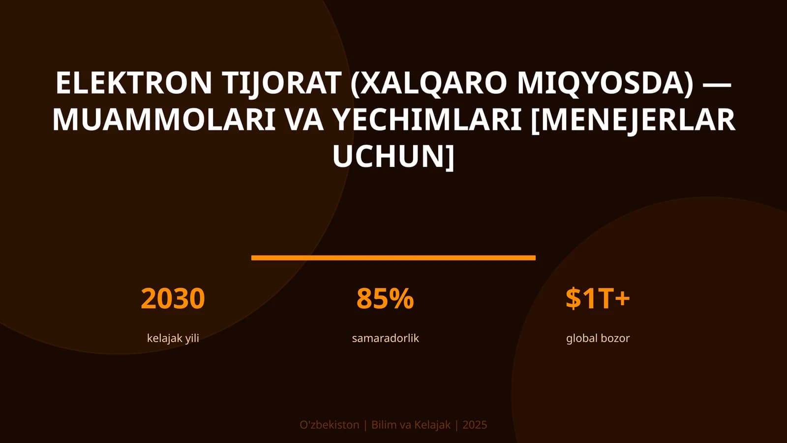Elektron tijorat (xalqaro miqyosda) — muammolari va yechimlari [menejerlar uchun]