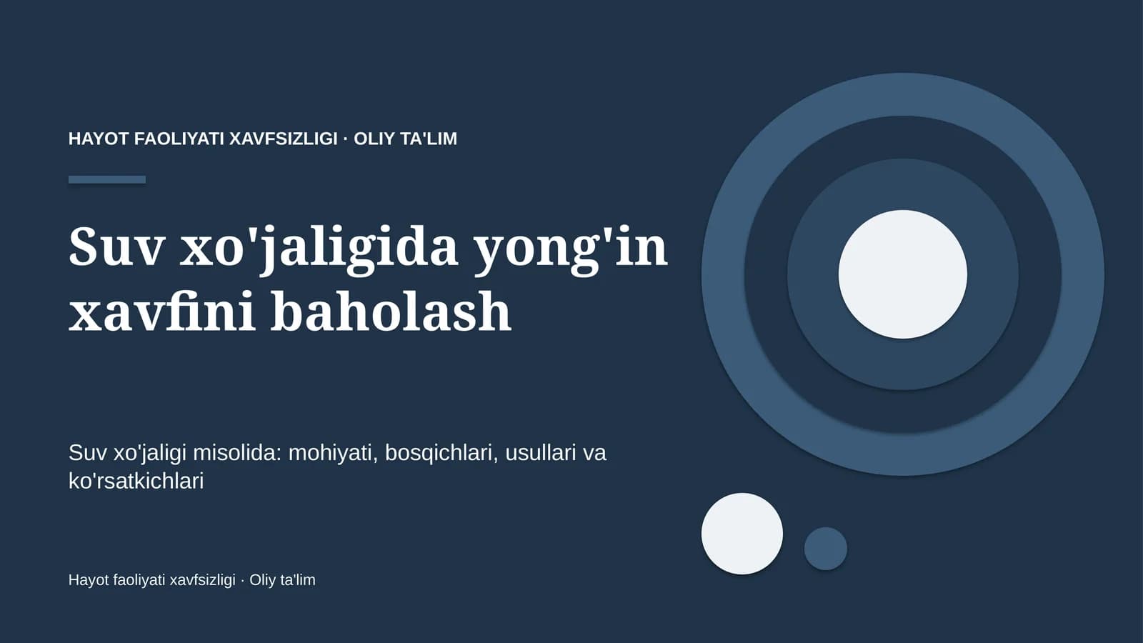 Suv xo'jaligida yong'in xavfini baholash