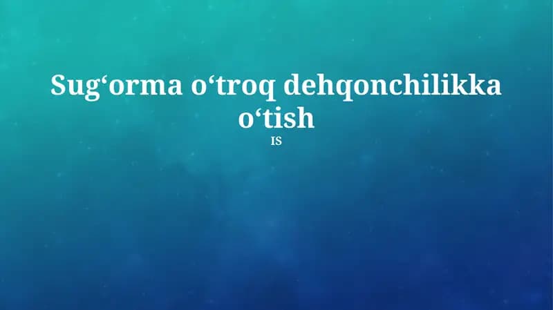 Integratsiyalashgan dehqonchilikda samaradorlikni oshirish