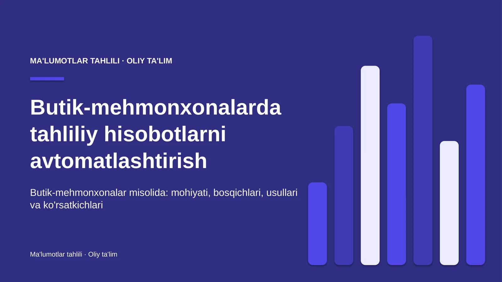 Butik-mehmonxonalarda tahliliy hisobotlarni avtomatlashtirish