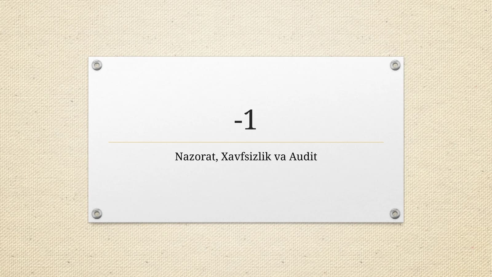 Nazorat, Xavfsizlik va Audit