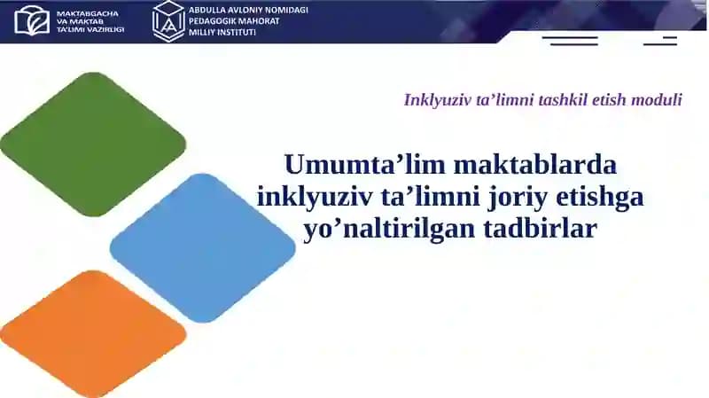 Umumta’lim maktablarda inklyuziv ta’limni joriy etishga yo’naltirilgan tadbirlar