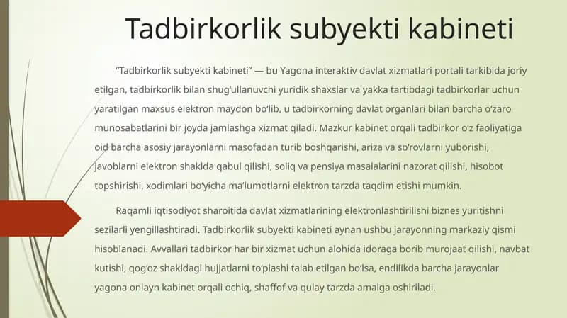 Tadbirkorlik subyekti kabineti