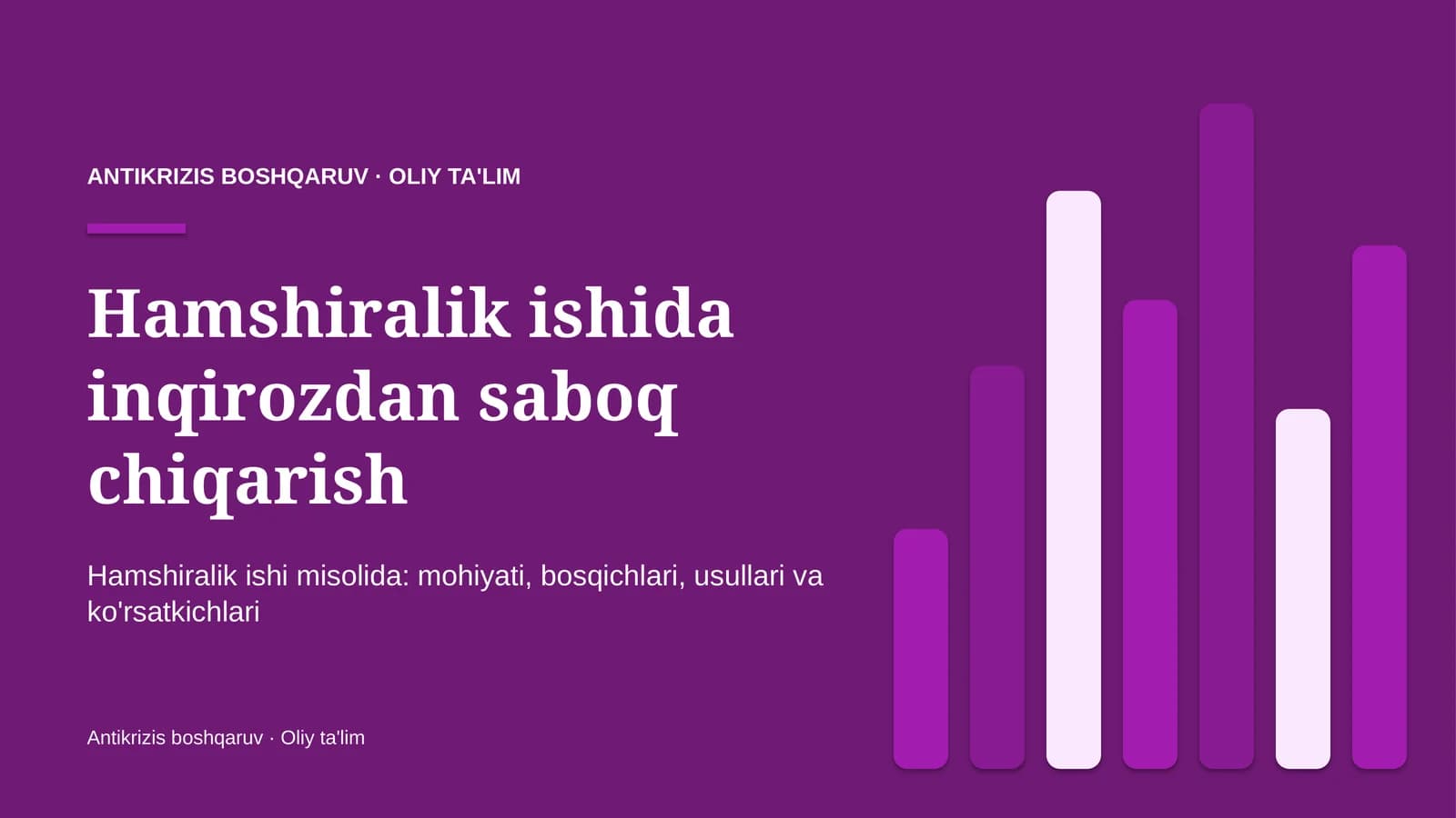 Hamshiralik ishida inqirozdan saboq chiqarish