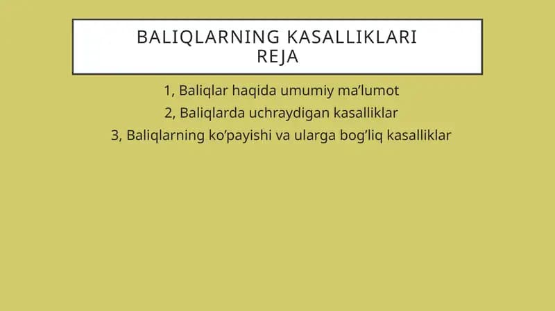 Baliqlarning kasalliklari