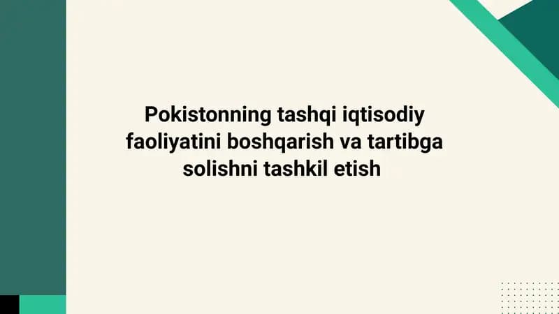 Pokistonning tashqiiqtisodiy faoliyatini boshqarish