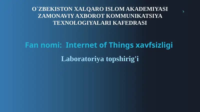 Internet of Things xavfsizligi