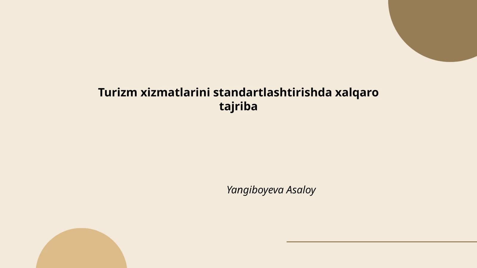 Turizm xizmatlarini standartlashtirishda xalqaro tajriba