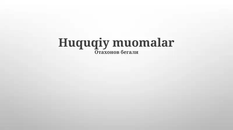 Huquqiy muomalar