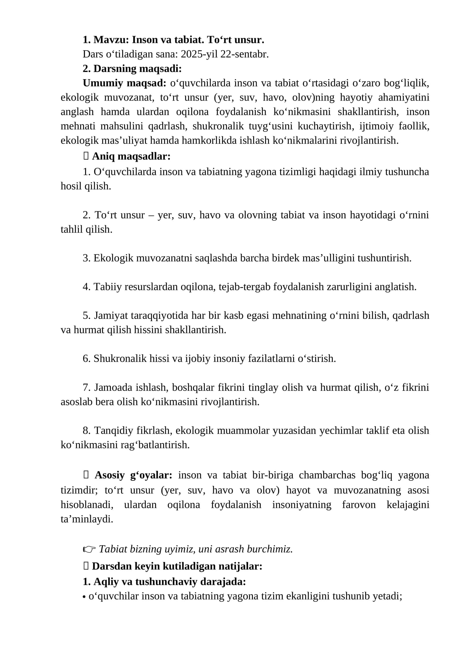 Inson va tabiat
