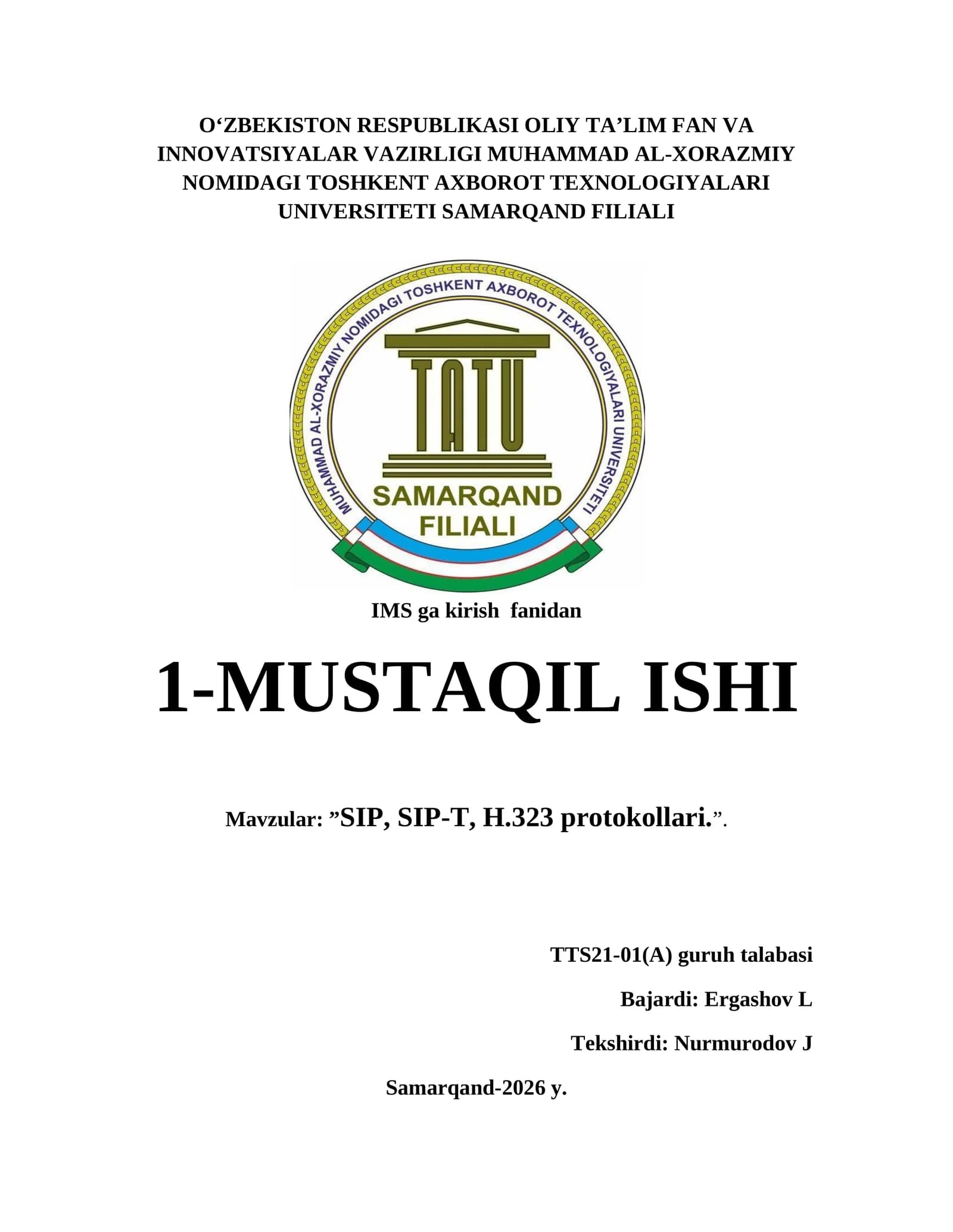 SIP, SIP-T, H.323 protokollari