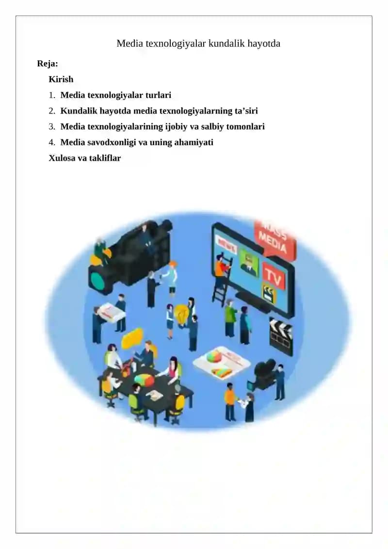 Media texnologiyalar kundalik hayotda