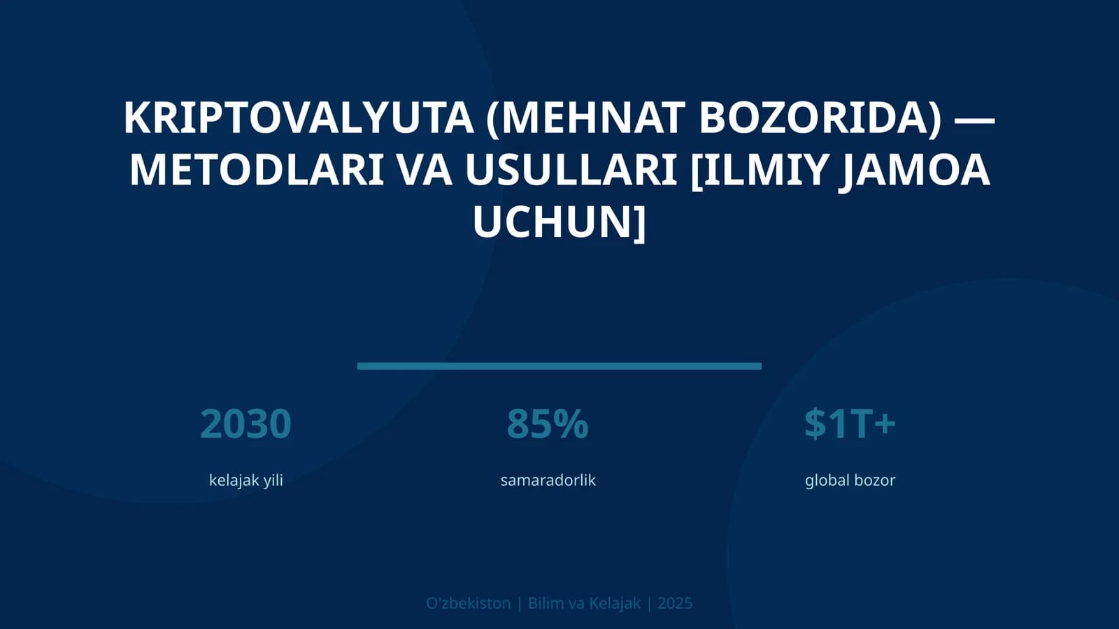 Kriptovalyuta (mehnat bozorida) — metodlari va usullari [ilmiy jamoa uchun]