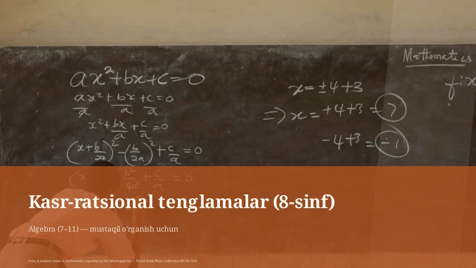 Kasr-ratsional tenglamalar (8-sinf)