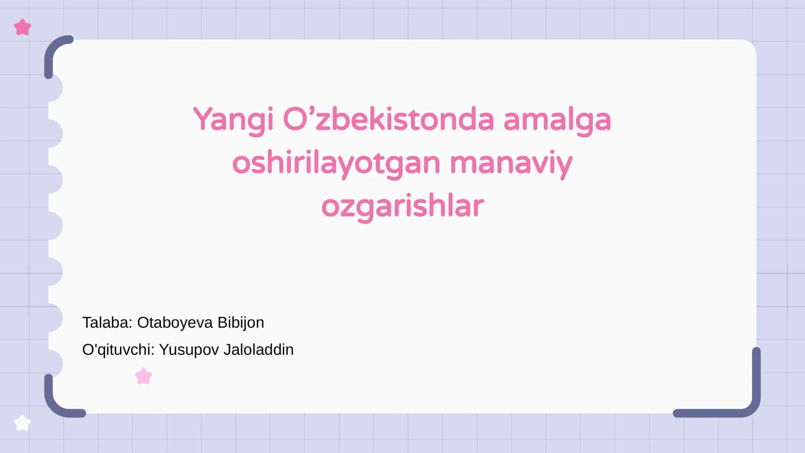 Yangi O’zbekistonda amalga oshirilayotgan manaviy ozgarishlar