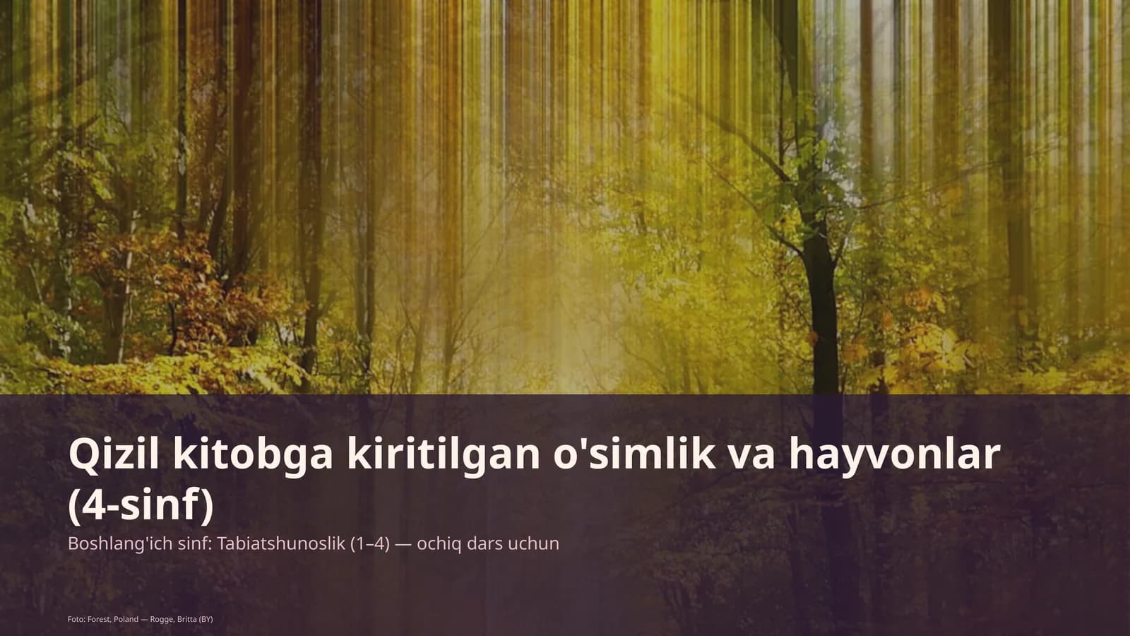 Qizil kitobga kiritilgan o'simlik va hayvonlar (4-sinf)