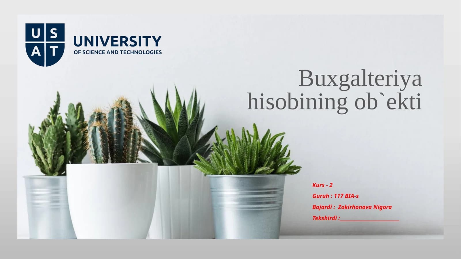 Buxgalteriyahisobiningob`ekti