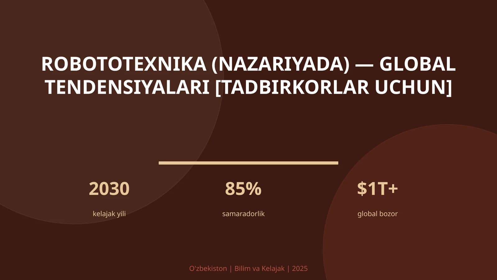 Robototexnika (nazariyada) — global tendensiyalari [tadbirkorlar uchun]