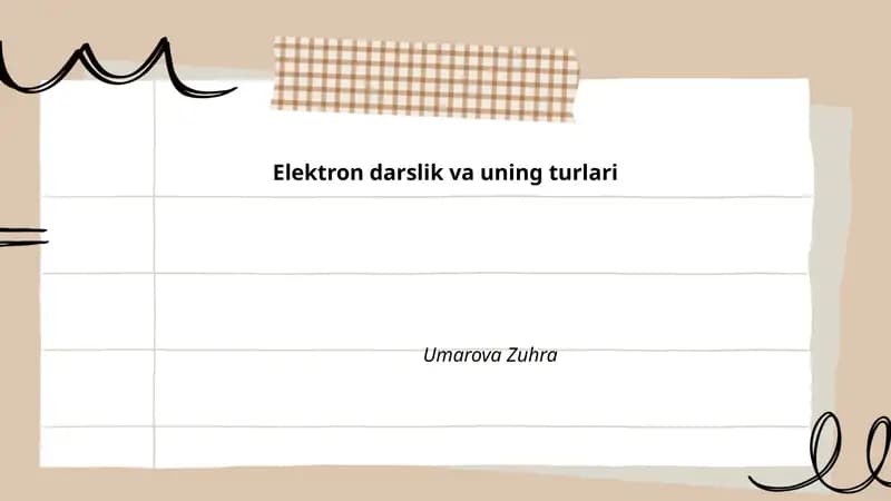 Elektron darslik va uning turlari